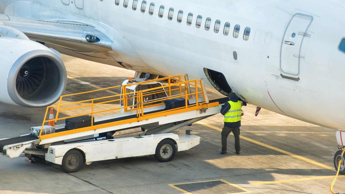 Cargo being loaded into an aircraft hold