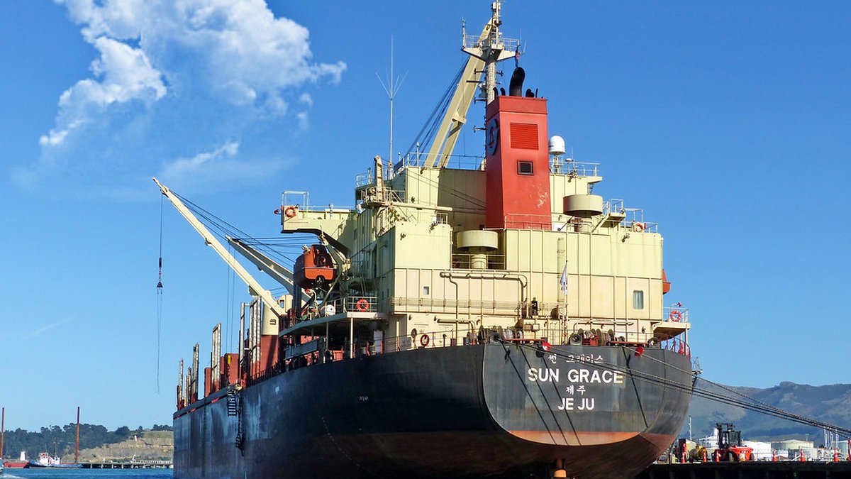 Break bulk cargo staged at the port