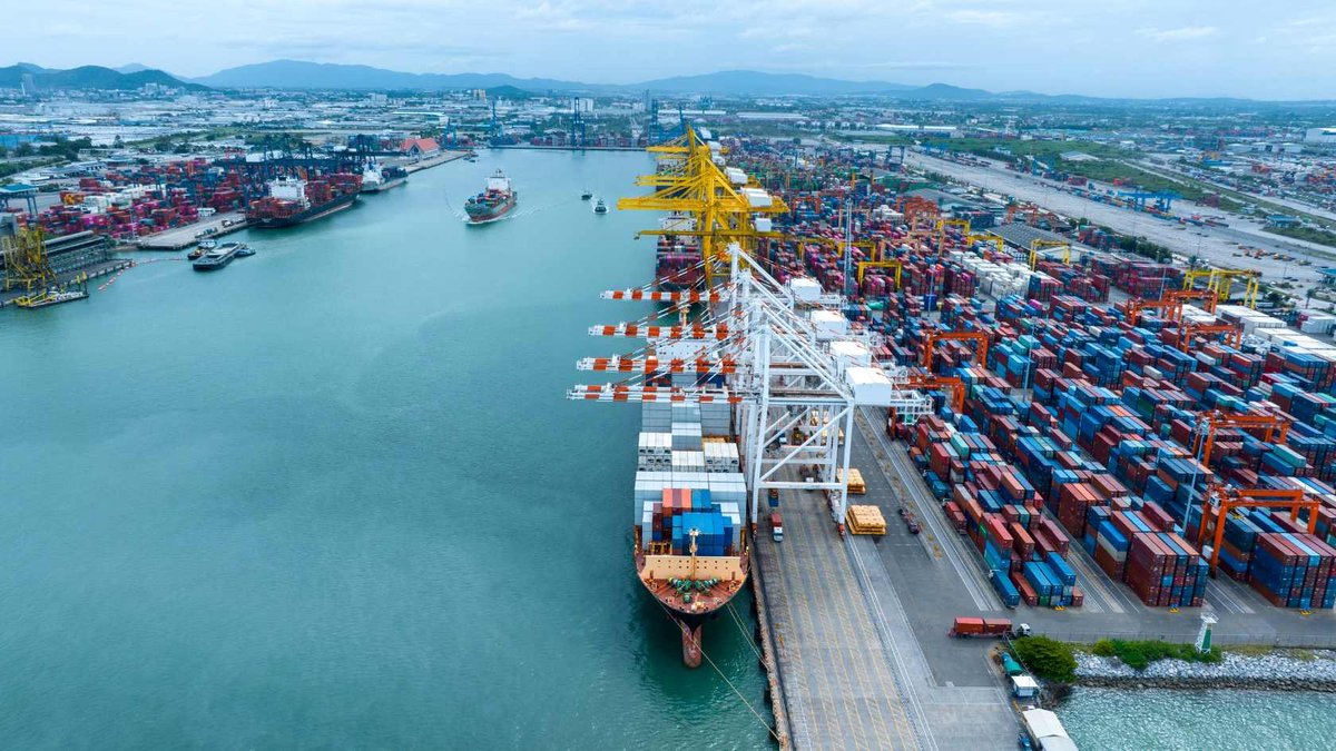 Aerial view of a container terminal